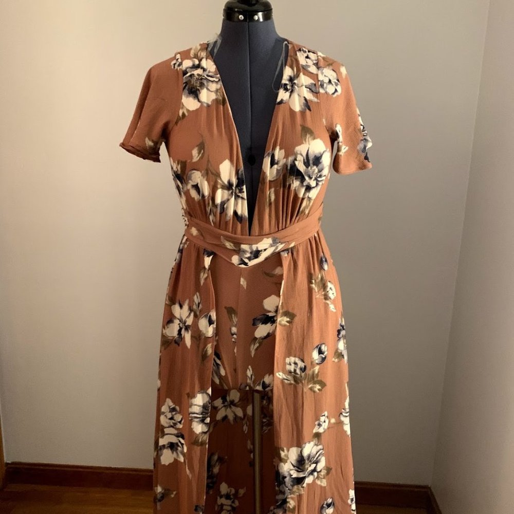 Pink Floral High Low Romper